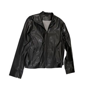 m0851 Genuine Calfskin Leather Jacket Black Men's XL Lightweight Moto Style